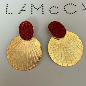 New large gold and druzy statement earrings